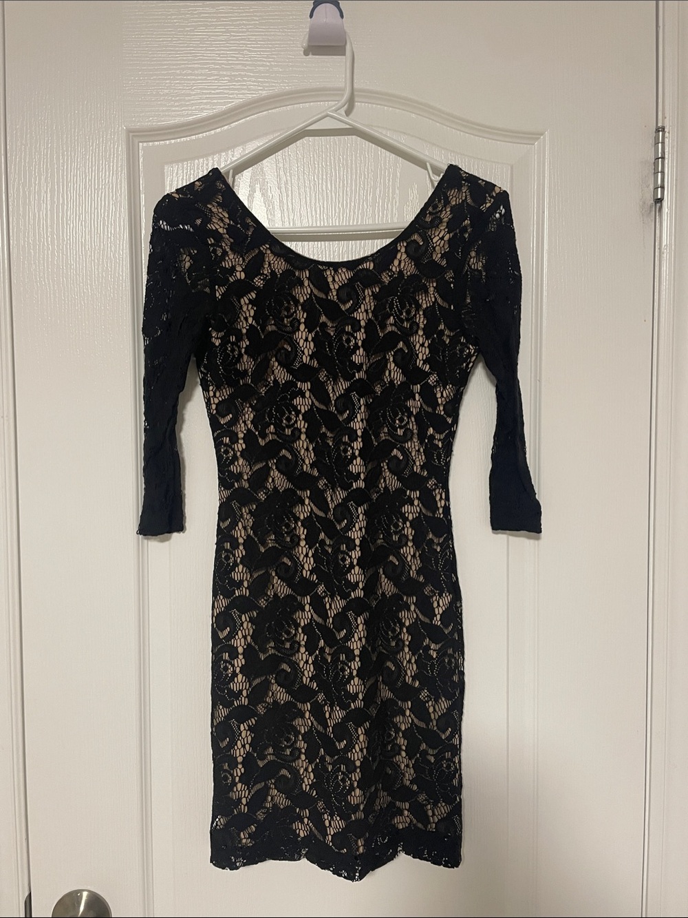 H&M Black Lace Sheath Dress with Nude Lining